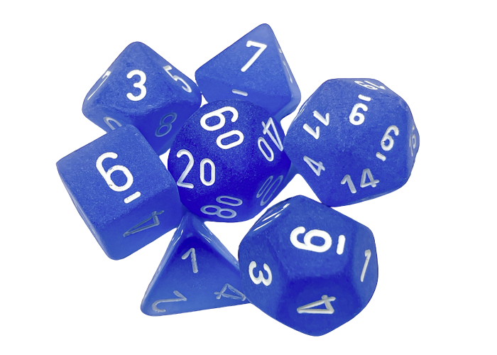 Chessex Frosted 7-Die Set - Blue w/white
