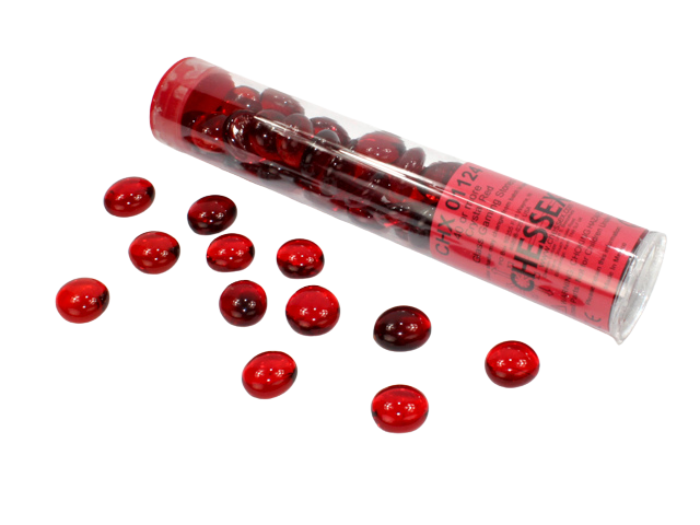 Chessex Gaming Glass Stones in Tube - Crystal Red (40)