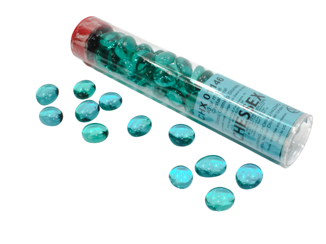 Chessex Gaming Glass Stones in Tube - Crystal Teal (40)