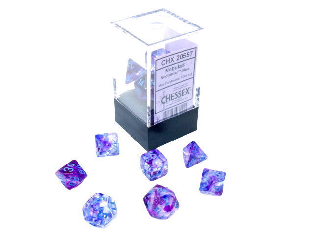 Chessex - Nebula Mini-Polyhedral Nocturnal/blue Luminary 7-Die Set