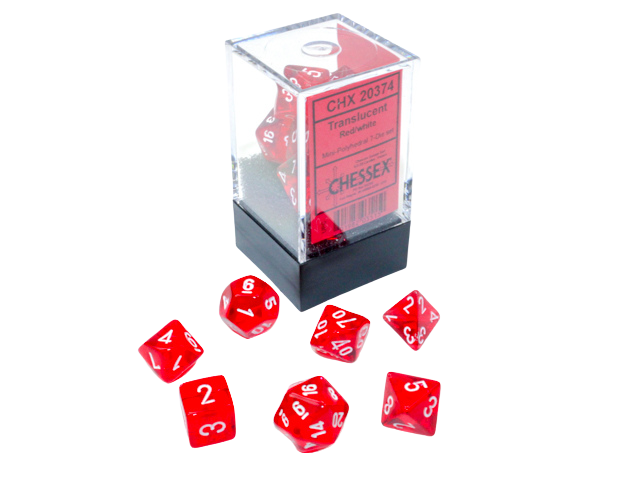 Chessex - Translucent Mini-Polyhedral Red/white 7-Die Set