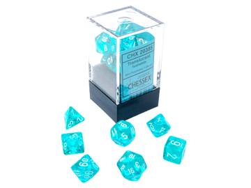 Chessex - Translucent Mini-Polyhedral Teal/white 7-Die Set