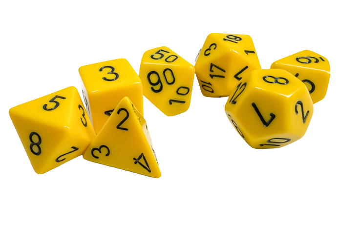 Chessex Opaque Polyhedral 7-Die Sets - Yellow w/black