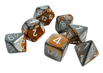 Chessex - Gemini Polyhedral 7-Die Set - Copper-Steel w/white