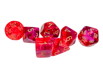 Chessex - Polyhedral Translucent Red-Violet/gold 7-Die Set