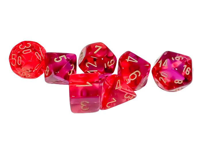 Chessex - Polyhedral Translucent Red-Violet/gold 7-Die Set