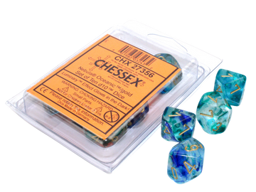 Chessex Opaque Polyhedral Ten d10 Set - Nebula TM Oceanic/gold Luminary