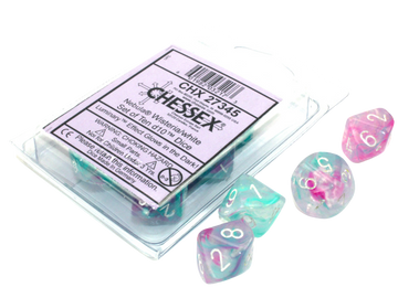 Chessex Opaque Polyhedral Ten d10 Set - Nebula TM Wisteria/white Luminary