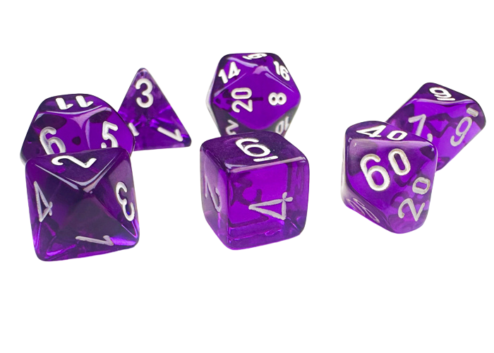 Chessex - Translucent Mini-Polyhedral Purple/white 7-Die Set