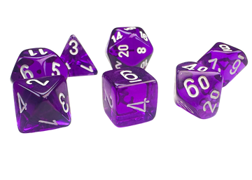 Chessex - Translucent Mini-Polyhedral Purple/white 7-Die Set