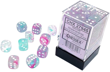 Chessex 12mm d6 Blocks - Nebula 12mm Wisteria/white Luminary Dice Block™ (36 dice)