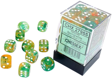 Chessex 12mm d6 Blocks - Nebula 12mm Spring/white Luminary Dice Block™ (36 dice)