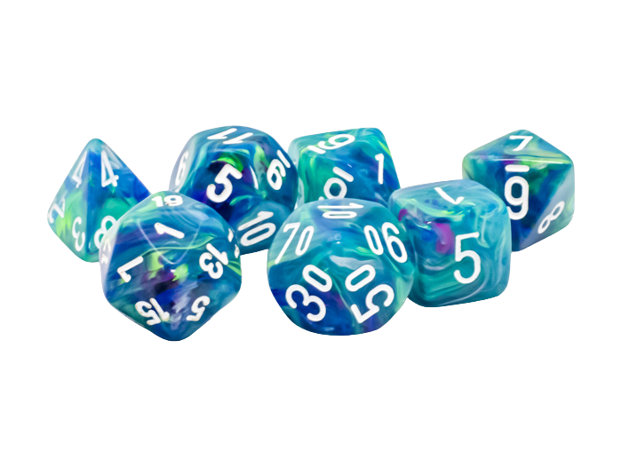 Chessex Festive® Mega-hedral™ Waterlily™/white 7-Die set