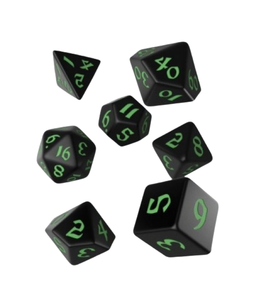 Classic Runic Black & Green Dice Set (7)