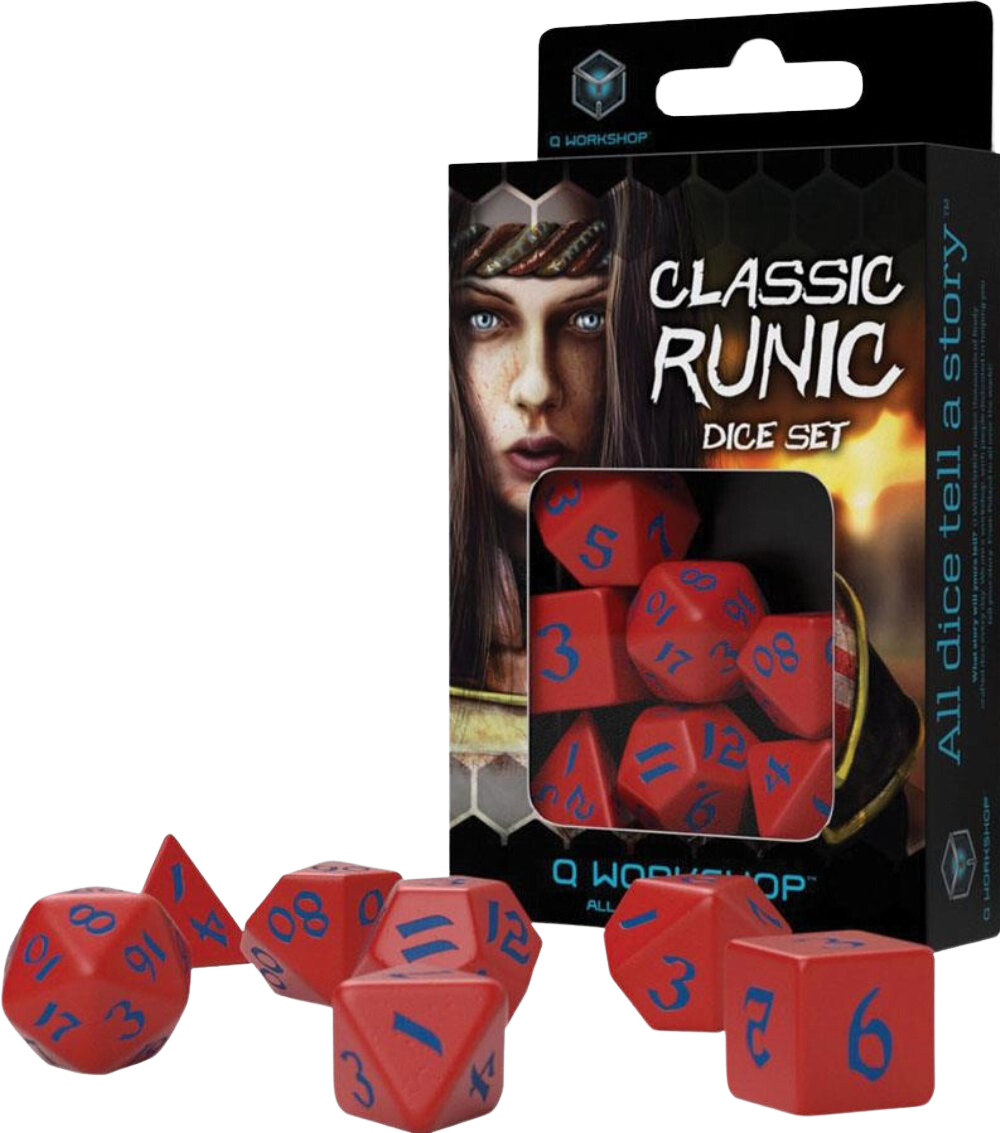 Classic Runic Red & blue Dice Set (7)