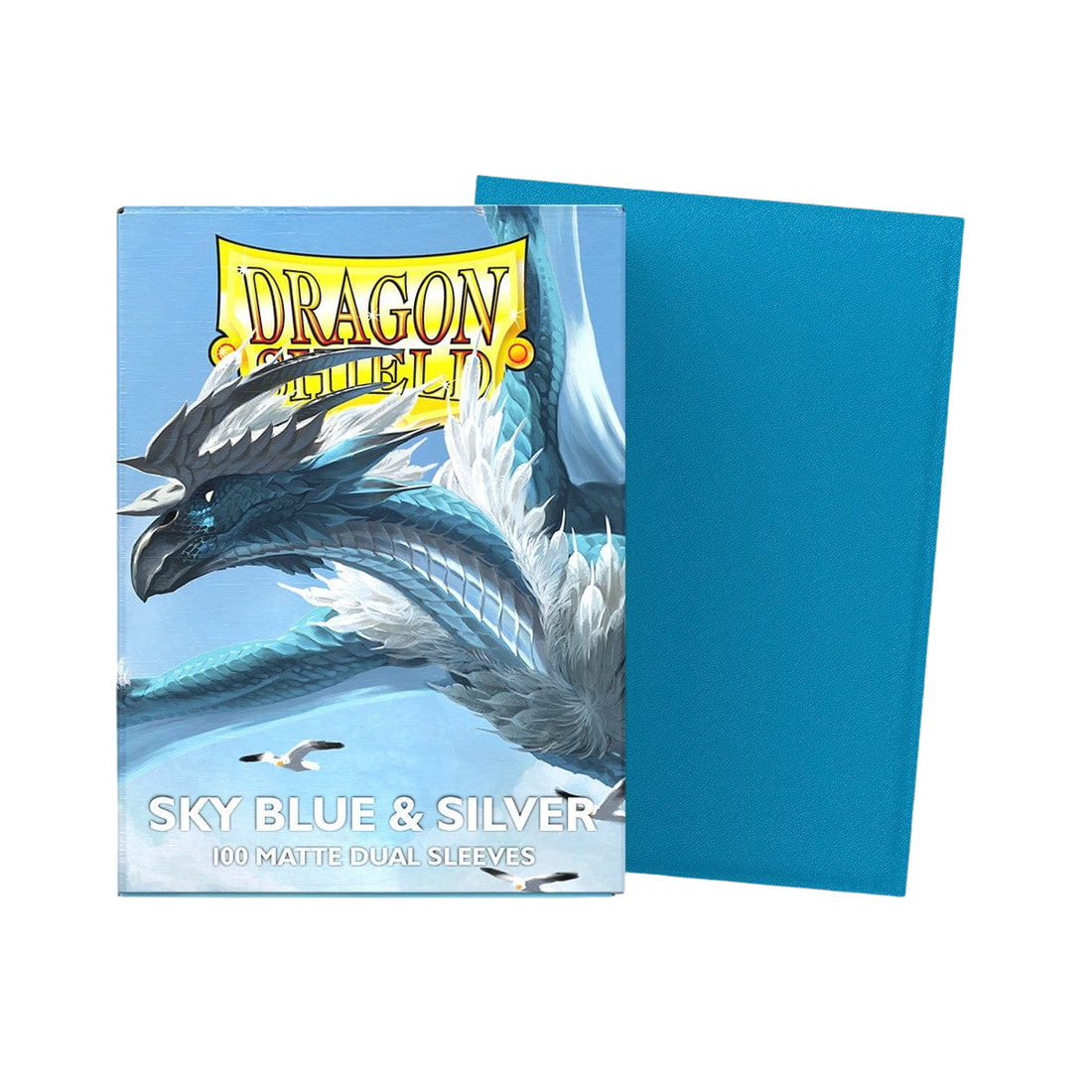 Dragon Shield Sleeves - Standard size - Matte Dual - Sky Blue & Silver (100 Sleeves)