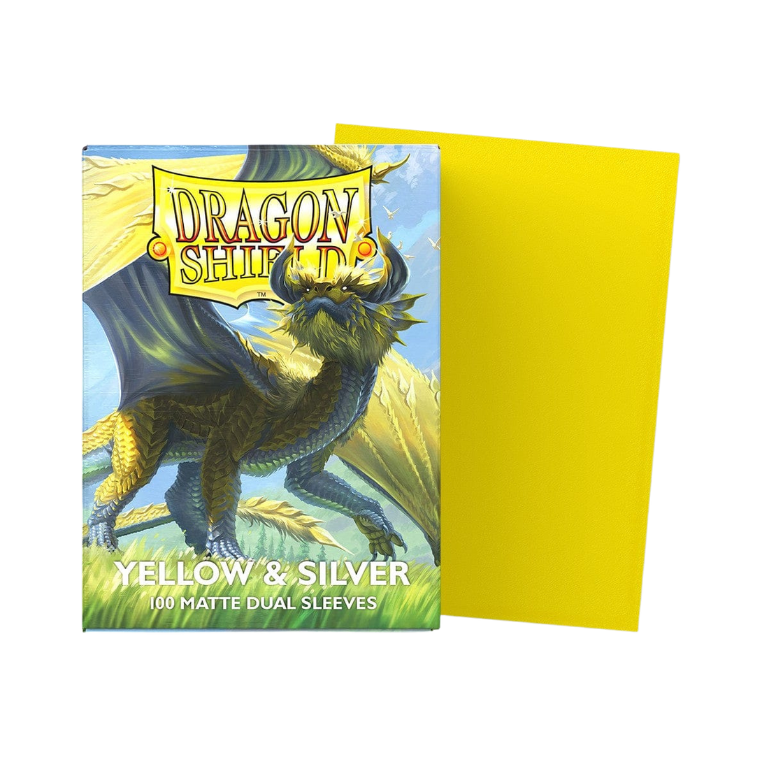 Dragon Shield Sleeves - Standard size - Matte Dual - Yellow & Silver (100 Sleeves)
