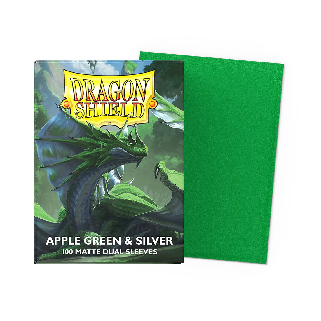 Dragon Shield Sleeves - Standard size - Matte Dual - Apple Green & Silver (100 Sleeves)