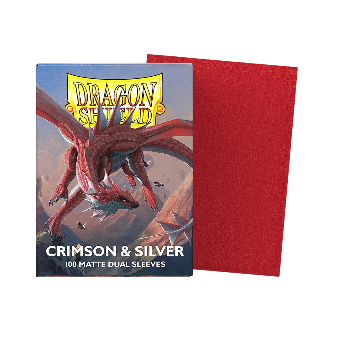Dragon Shield Sleeves - Standard size - Matte Dual - Crimson & Silver (100 Sleeves)