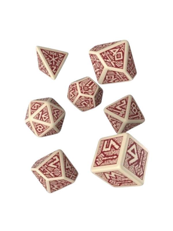 Dwarven Beige & burgundy Dice Set (7)