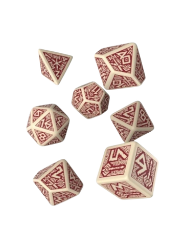 Dwarven Beige & burgundy Dice Set (7)