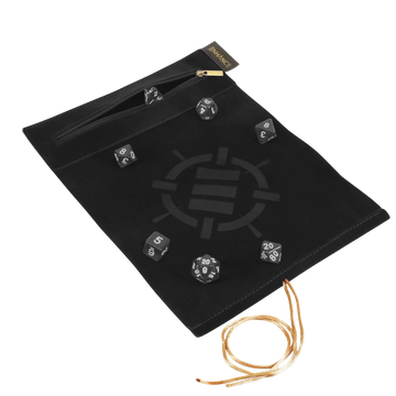 ENHANCE Roll on a Scroll™ Dice Rolling Mat & 7pc Acrylic Dice Set - Black