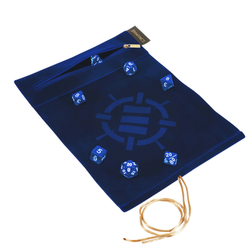 ENHANCE Roll on a Scroll™ Dice Rolling Mat & 7pc Acrylic Dice Set - Blue