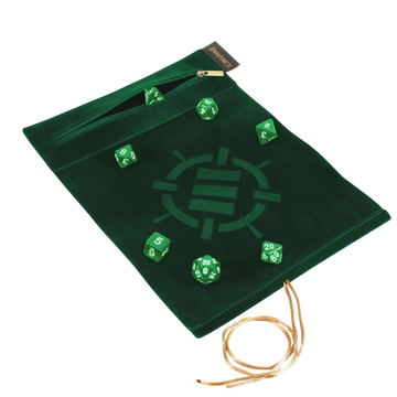 ENHANCE Roll on a Scroll™ Dice Rolling Mat & 7pc Acrylic Dice Set - Green