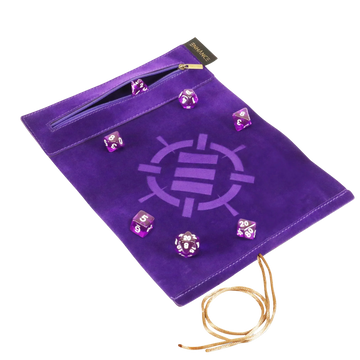 ENHANCE Roll on a Scroll™ Dice Rolling Mat & 7pc Acrylic Dice Set - Purple