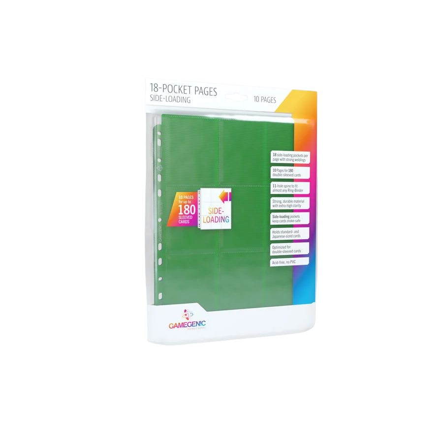 Gamegenic - Sideloading 18-Pocket Pages 10 pcs pack Green