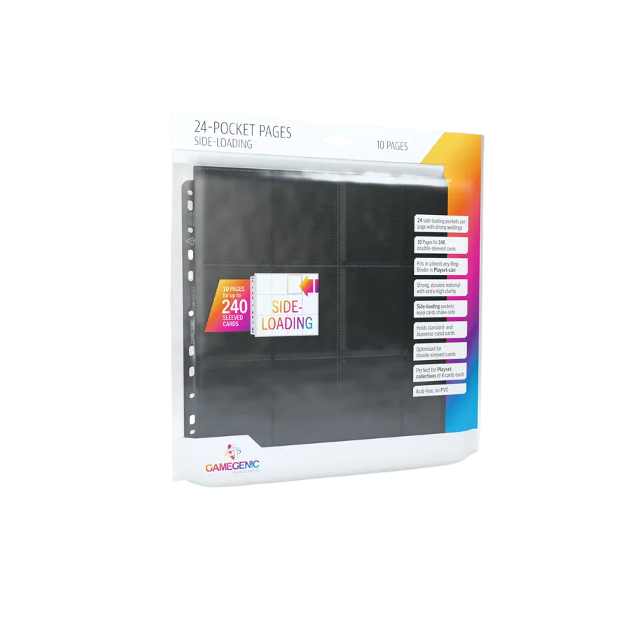 Gamegenic - 24-Pocket Sideloading Pages 10 pcs pack Black