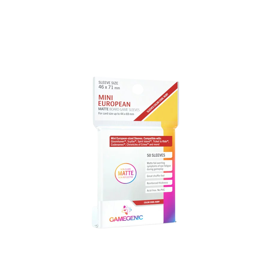 Gamegenic - MATTE Mini European-Sized Boardgame Sleeves 46 x 71 mm - Clear (50 Sleeves)