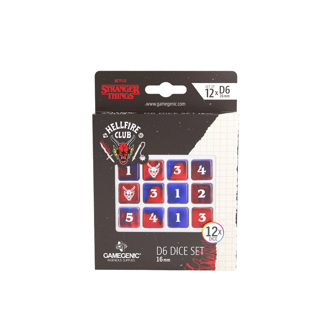 Gamegenic - Stranger Things - Hellfire Club D6 Dice Set (12x) – 16mm