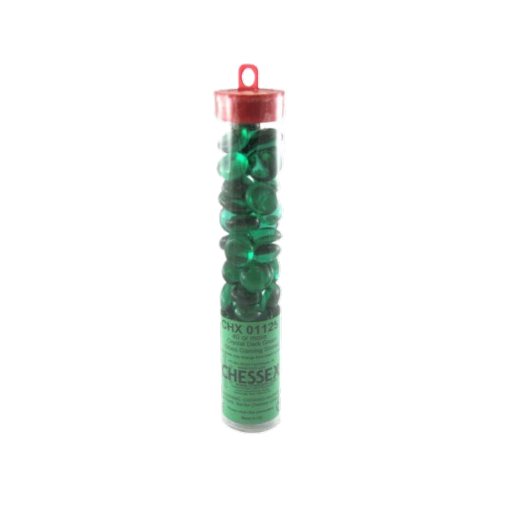 Chessex Gaming Glass Stones in Tube - Crystal Dark Green (40)