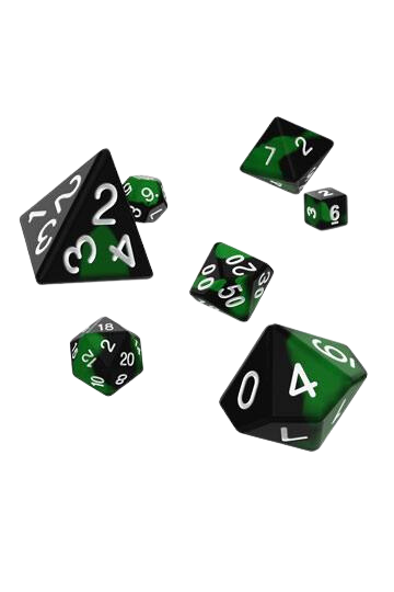 Oakie Doakie Dice RPG Set Glow in the Dark Biohazard (7Dice)