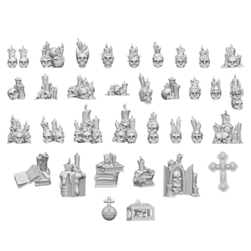 Green Stuff World - 3D printed set - Skull Cult with candles 1:48