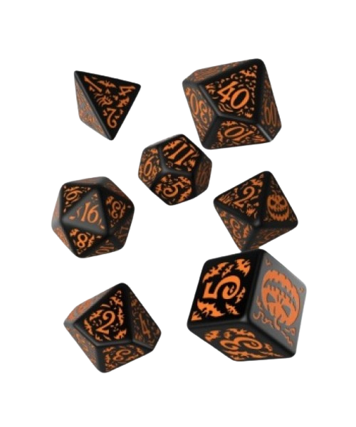 Halloween Pumpkin Black & Orange Dice Set (7)