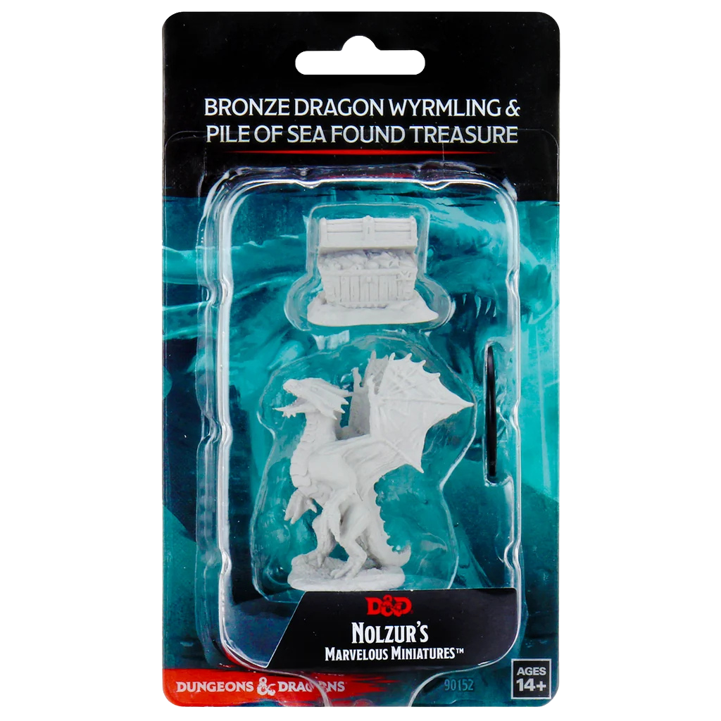 D&D Nolzur's Marvelous Miniatures: Bronze Dragon Wyrmling & Pile of Sea found Treasure