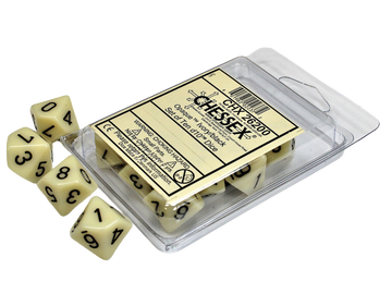 Chessex Opaque Polyhedral Ten d10 Set - Ivory/black