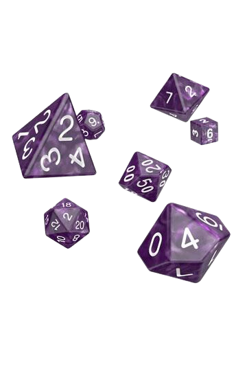 Oakie Doakie Dice RPG Set Marble Purple (7Dice)