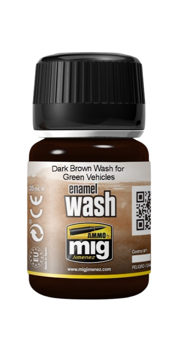 Ammo by Mig - ENAMEL WASH: Dark Brown Wash For Green Vehicles