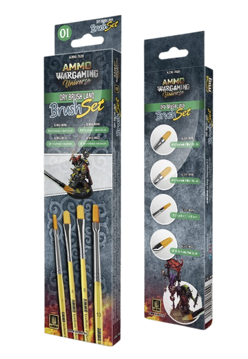 Ammo by Mig - WARGAMING UNIVERSE - DRY BRUSH Land Brush Set