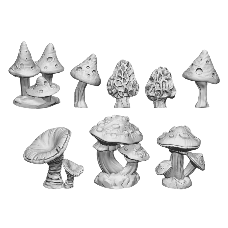 Green Stuff World - 3D printed set - Wild Mushrooms XL