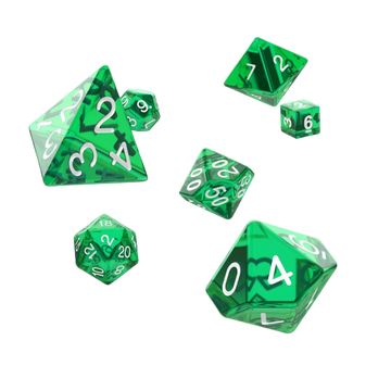 Oakie Doakie Dice RPG Set Translucent Green (7Dice)