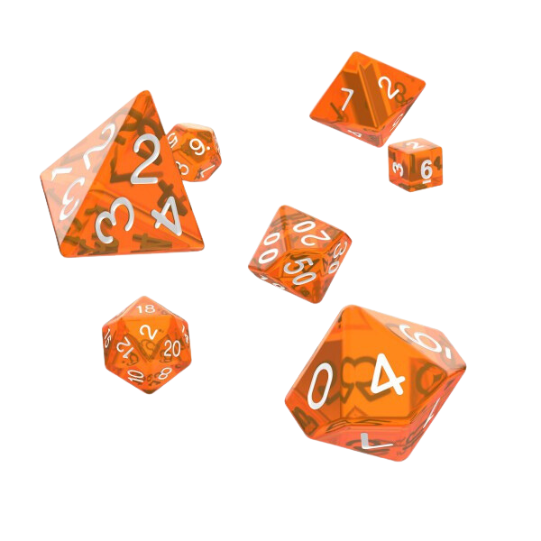 Oakie Doakie Dice RPG Set Translucent Orange (7Dice)