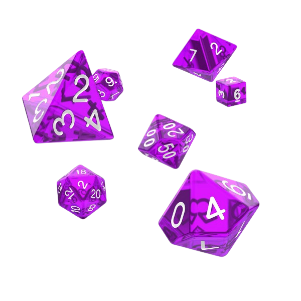 Oakie Doakie Dice RPG Set Translucent Purple (7Dice)