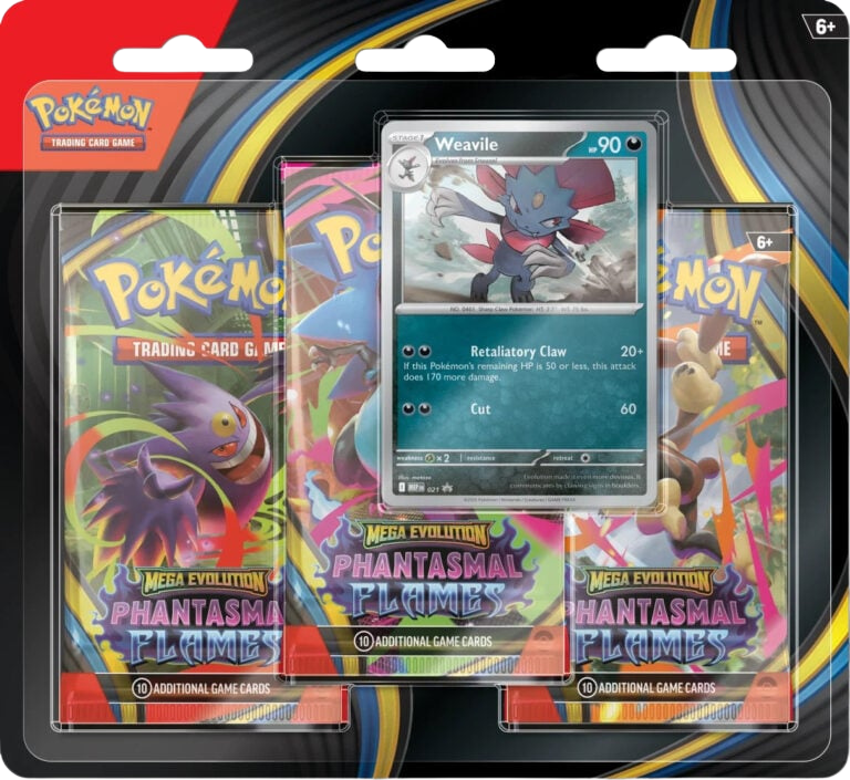 Pokémon TCG: Mega Evolution 2 - Phantasmal Flames 3-Pack Blister - Weavile