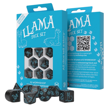 Q WORKSHOP 20 years: Llama Dice Set (8)