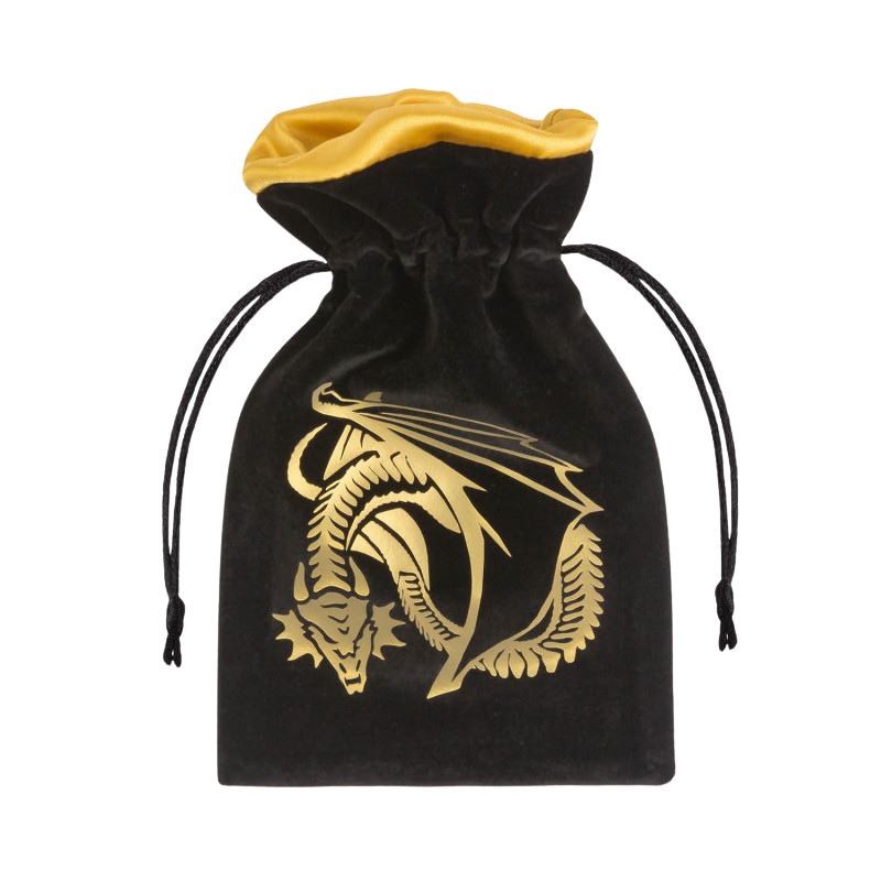 Dragon Black & golden Velour Dice Bag