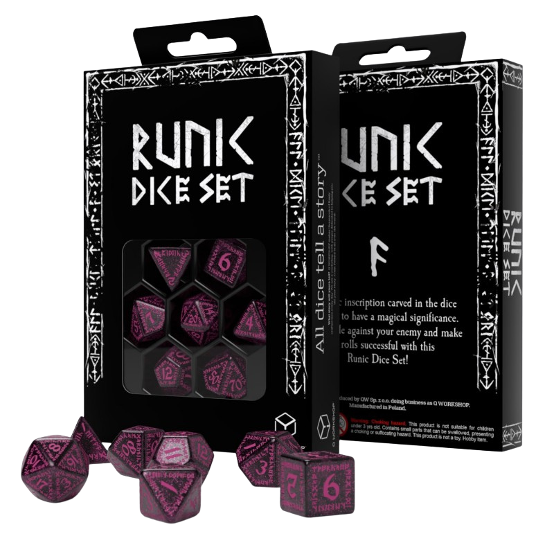 Runic Shimmering black with magenta Dice Set